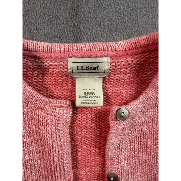 L.L.Bean Knit Cardigan Sweater Women’s Small Pink Cotton Button - Picture 4 of 6